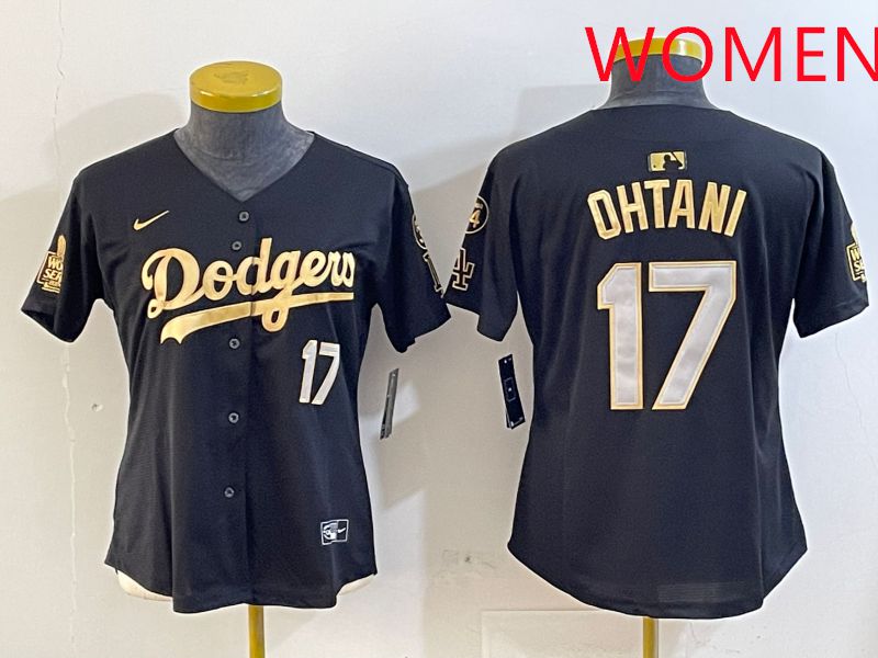 Women Los Angeles Dodgers #17 Ohtani Black Gold Game 2025 Nike MLB Jersey style 1